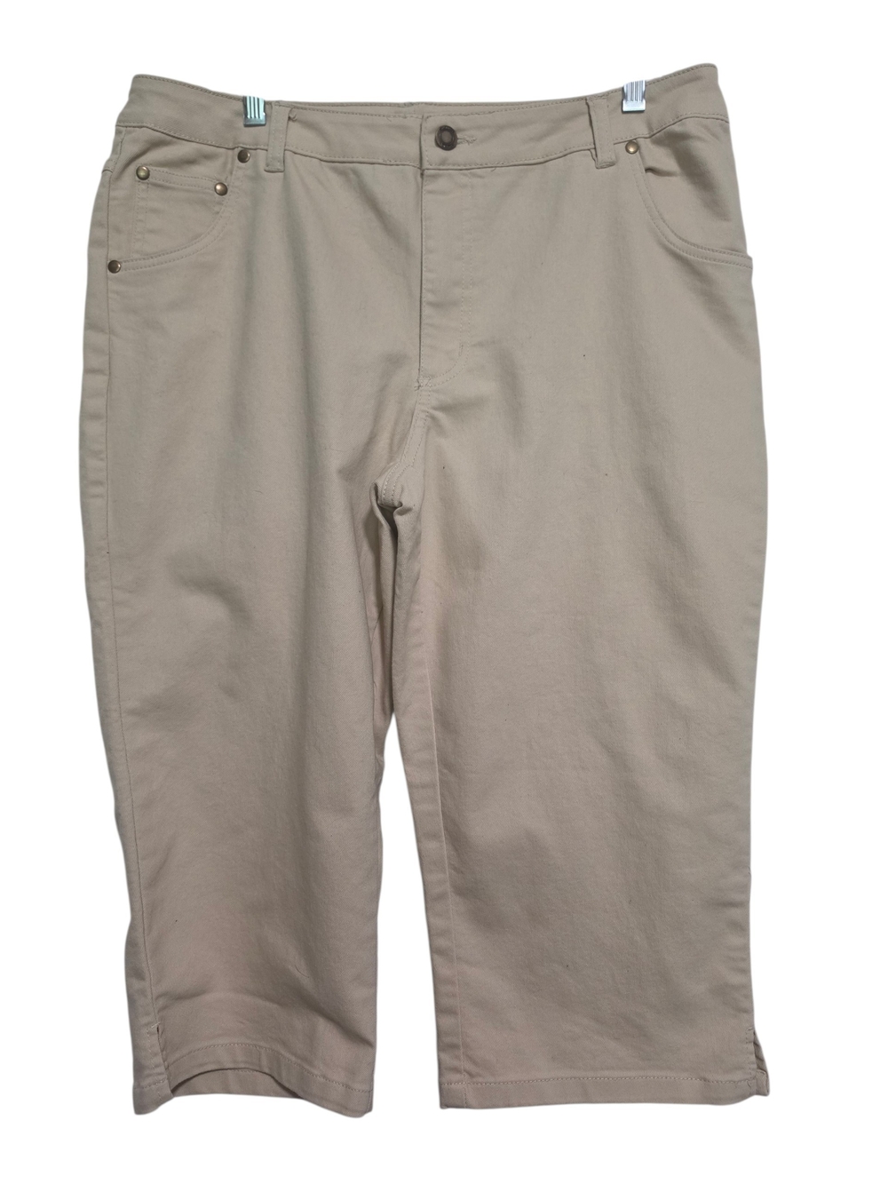 Woman Within Cream Casual 5 Pocket Capri SZ 14 W Pet